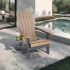 Backyard Lifestyles Folding Adirondack Chair w/Cup Holder- Brown/Black-Seat Back Height 93cm: Seat Width 50cm Chair Width 77.3cm: Seat Height 36.5cm.