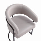 Manhattan Comfort Augusta 23.6" Modern Leatherette Upholstered Dining Chair - Light Grey - Set of 2-Frame Made of Metal with Matte Black Finish