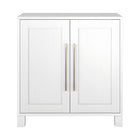 Hudson&Canal Chabot 28"W Accent Cabinet - White-Features two swing-out doors, adjustable center shelf, and a cable management cut-out