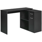 HOMCOM 46" L-Shaped Desk with Drawer - Black-Space saving L-shape computer desk, ideal for office, bedroom, dorm and other small space 