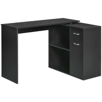HOMCOM 46" L-Shaped Desk with Drawer - Black-Space saving L-shape computer desk, ideal for office, bedroom, dorm and other small space 