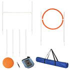 PawHut Dog Agility Training Obstacle Course 5-Piece Set-A five-piece set that includes a jump hurdle, jump ring, weave poles, frisbee disc and food bag 