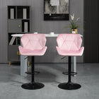 HOMCOM Adjustable Swivel Velvet-Touch Fabric Bar Stools - Pink - 2 Pack-Lower footrest prevents legs dangling around
