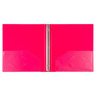 JAM Paper Plastic 1" 3-Ring Binder - Fuchsia Pink-Wide front and back binder panels fully cover standard dividers and sheet protectors. Our 3 metal ring binders have 2 buttons for easy opening and closing, and a convenient pocket on the inside flap.