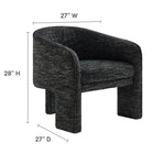 Modway Greer Boucle Fabric Upholstered Accent Armchair - Charcoal-3-Leg Design