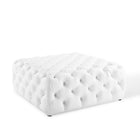 Modway Amour Tufted Button Large Square Faux Leather Ottoman - White-Tufted Button Accent Ottoman