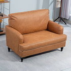 HOMCOM 45" Accent Chair with Wide Seat for Living Room - Brown-Rubberwood legs with anti-slip pads ensure stability 
