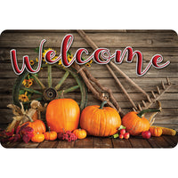 Ashley Productions The Original Fun Mat Welcome Mat - 15.5" x 23.5" - Harvest Wheel Rake Welcome-Measurement & Design: The Harvest Wheel Rake Welcome Mat measures 15.5" x 23.5".