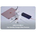Adam Elements Mag 4 30W GaN 4-in-1 Power Charging Station - White-Uninterrupted Power Supply: Unique AC charging cable solves the insufficient charging wattage problem, ensuring an uninterrupted power supply for your phone and laptop on the desk for better efficiency