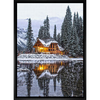 Winter Cottage - Framed Canvas - 22" x 31"-High-quality art print professionally matted and framed