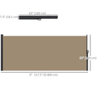 Outsunny Retractable Side Awning - 13' x 5' - Khaki-Powder-coated metal frame ensures durability
