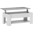 HOMCOM Lift Top Coffee Table with Hidden Storage Compartment and Shelf - White-Pop up coffee table with hidden storage space for storing your home items