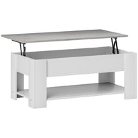 HOMCOM Lift Top Coffee Table with Hidden Storage Compartment and Shelf - White-Pop up coffee table with hidden storage space for storing your home items