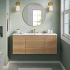 Modway Render 48" Wall-Mount Bathroom Vanity - Oak/White-MDF and Particleboard