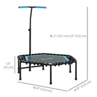 Soozier 45" Rebounder Trampoline for Adult - Blue-Bungee cord rebounder ensures a quiet, low-impact bounce