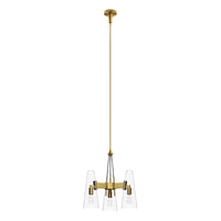 Modway Beacon 3-Light Pendant Light - Clear/Satin Brass-Modern 3-Light Pendant