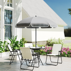 Outsunny Patio Dining Set with Umbrella - Folding Outdoor Patio Set - Cream-Breathable mesh seat for cool seating on hot days