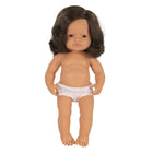 Miniland Educational Anatomically Correct 15" Baby Doll - Caucasian Girl - Brunette-Articulated body