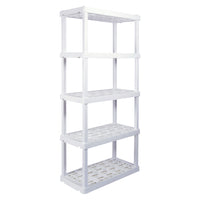 Oskar Large 5-Tier Interlocking Heavy Duty Shelving Unit - 18" x 36" x 74" -White-750 lb (340 kg) total capacity, 150 lbs per shelf