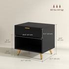 HOMCOM Nightstand with Fluted Panel - Black-Robust particle board and MDF construction with an easy-to-clean melamine surface