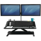 Fellowes 32.75" Lotus DX Sit to Stand Desk - Dual Monitor - Black-Flexibility: Features 22 different height settings and 17" of vertical adjustment so you can work in a position that's perfect for you