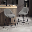 HOMCOM 26" Counter Height Swivel Bar Stools - Dark Grey - 2 Pack-Enjoy a full 360-degree swivel for conversation and gatherings

