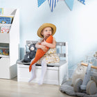 Qaba Toddler Toy Box Storage, Kids Storage Bench Seat with Backrest - Grey-Crafted from robust MDF and pinewood for lasting use
