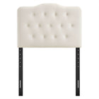 Modway Annabel Stain-Resistant Performance Velvet Twin Headboard - Alabaster-Dense Foam Padded Headboard