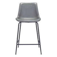 Zuo Byron Counter Stool - Grey-Plush and durable faux leather fabric