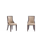 Manhattan Comfort Grand 18.5" Traditional Faux Leather and Velvet Upholstered Dining Chair - Tan - Set of 2-Traditional Dining Chair for Dining Room Use. Set of 2