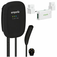 Emporia Classic Level 2 40A NEMA Plug NACS/TESLA EV Charger and Vue 3 2-Phase Load Management Bundle - Black-Powersmart load management automatically adjusts ev charging rate to keep total electrical usage within system limits while allowing the sum of breakers to exceed panel service rating for optimized energy distribution