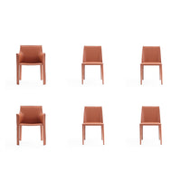 Manhattan Comfort Paris Modern Leatherette Upholstered Dining Chairs - Clay - Set of 6-Modern 6-Piece Dining Chair Perfect for Dining and Home Office Use