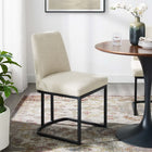 Modway Amplify Sled Base Upholstered Fabric Dining Side Chair - Black/Beige-Dense Foam Padding