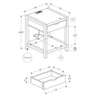 Monarch Specialties 3200 24" Contemporary Side Accent Table 2-Tier - Storage Drawer - Dark Taupe Laminate - Black Metal-Durably designed, this accent table is easy to assemble and features an easy to clean top, ensuring it stands the test of time