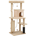 PawHut 52" Cat Tree with Scratching Posts, Bed and Condo - Beige-Activity play center keeps cats entertained and active 