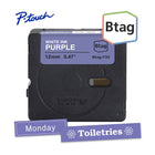 Brother Genuine BTAGF35 Label Tape for P-touch Label Makers - White on Purple - 12 mm W x 4 m L-Btag + P-touch = the ultimate creative team. Use Genuine 12 mm Btag non-laminated label tapes exclusively with Brother P-touch PT-N10, PT-N20, and PT-N25BT label makers.
