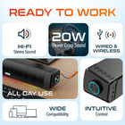 Delton SB200 20-Watt Wired/Wireless Soundbar Computer Speaker - Black-Can be used with a long-lasting internal battery or plugged in via USB for continuous power.