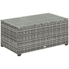Outsunny Outdoor Coffee Table with Steel Frame for Garden, Balcony, Porch - Light Grey-Wicker design outdoor coffee table effortlessly pairs with current patio furniture