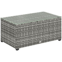 Outsunny Outdoor Coffee Table with Steel Frame for Garden, Balcony, Porch - Light Grey-Wicker design outdoor coffee table effortlessly pairs with current patio furniture