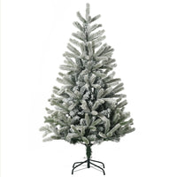 HOMCOM 5' Snow-Flocked Artificial Christmas Tree with 521 Tips - Green-5ft tall artificial Christmas tree in a realistic tree style 