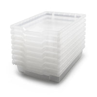 Gratnells Shallow F1 Heavy Duty School Tray - Translucent - 12.3" x 16.8" x 3" - 8 Pack-Made 100% in UK, international award-winning trays are British Standards tested and passed for heavy educational use.