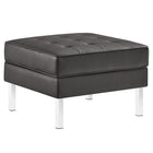Modway Loft Tufted Vegan Leather Armchair and Ottoman Set - Silver Grey-Dense Foam Padding