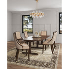 Manhattan Comfort Grand 18.5" Traditional Faux Leather and Velvet Upholstered Dining Chair - Tan - Set of 2-Frame Made of Solid Beech Wood with Rich Walnut Finish