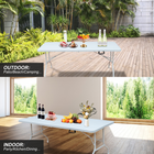 Homy Casa 6 ft Portable Folding Table Indoor & Outdoor for Camping - White-The carry handle makes transport and storage easy