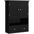 kleankin Bathroom Wall Cabinet with Shelf and Drawers - Black-Wall-mounted design is space-saving