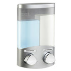 Better Living Euro Dispenser Duo - Satin Silver-Includes integrated hidden hooks for holding razors or bath accessories