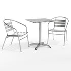 Flash Furniture 23.5" Square Aluminum Indoor-Outdoor Table Set with 2 Slat Back Chairs-Table and Chair Set