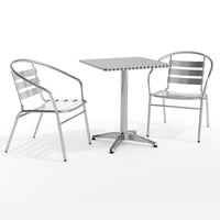 Flash Furniture 23.5" Square Aluminum Indoor-Outdoor Table Set with 2 Slat Back Chairs-Table and Chair Set