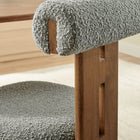 Modway Torian Boucle Fabric Dining Chair - Walnut Light Grey - Set of 2-Rolled Backrest Pillow for Support