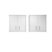 Manhattan Comfort Fortress Modern Garage Cabinet 2-Piece Set - 30" W x 30.3" H - White-Floating Diamond Shape Textured Wall Garage Cabinet